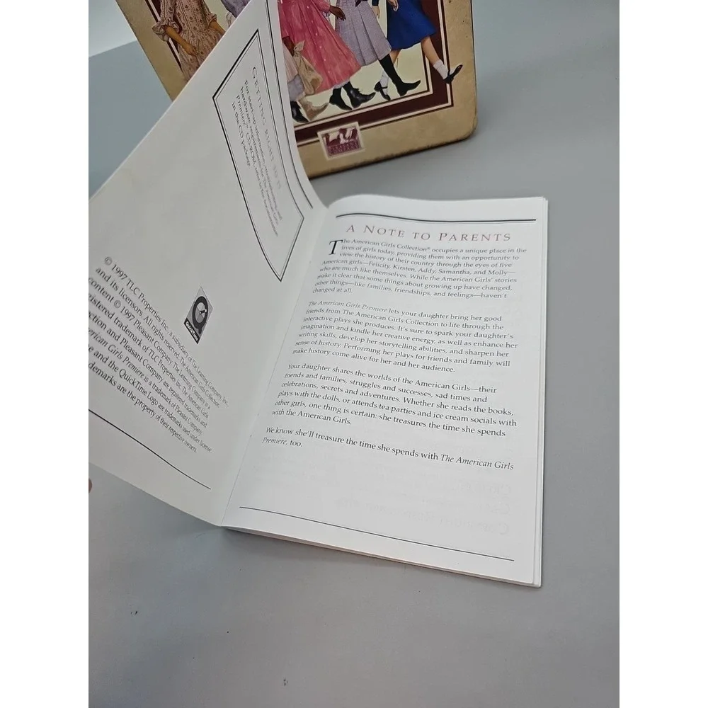 American Girl Doll Metal Tin Box & Book  Premiere Learning Pleasant Company